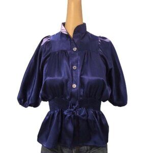 Peplum-Style Blouse with 3 4 Bishop Sleeves